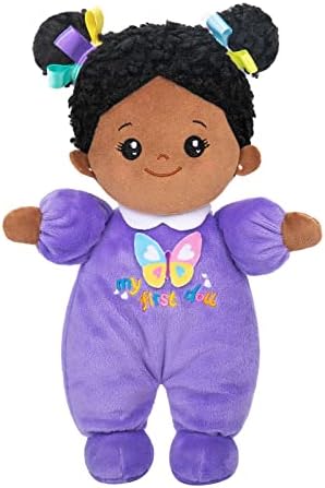 OUOZZZ Ethno Stoffpuppe Mädchen 25cm - Weiche Baby Puppe ab 1 Jahr, Lila | Waschbare Plüschpuppe aus weichem Stoff, ideales Kleinkind Geburtstagsgeschenk und sanfter Kuschelbegleit