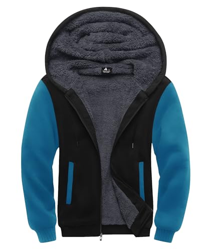 Image of SCODI Hoodies for Men Heavyweight Fleece Sweatshirt Zip Up Thick Jacket