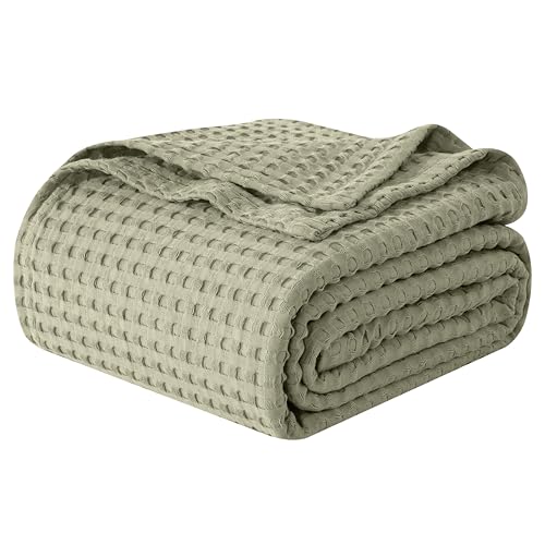 Elegant Comfort Premium 100% Cotton Waffle Blanket - Lightweight Breathable Waffle Weave Bed Blanket...