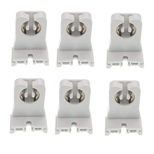 Non-shunted Turn Type T8 Lamp Holder,TWDRTDD UL Socket Tombstone for T10 T12 LED Fluorescent Tube Replacement, Medium Bi-pin G13 Socket for Programmed Start Ballasts (Pack of 6)