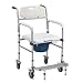 COSTWAY Silla de WC con Ruedas, Silla de Baño Altura Ajustable 87-92 cm con Reposapiés Abatible, Silla Orinal Portátil, Silla de Ducha para Personas Mayores, Carga hasta 100kg