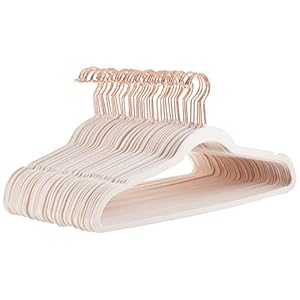 Amazon Basics Slim Velvet, Non-Slip Suit Clothes Hangers, Pack of 50, Blush Pink/Rose Gold