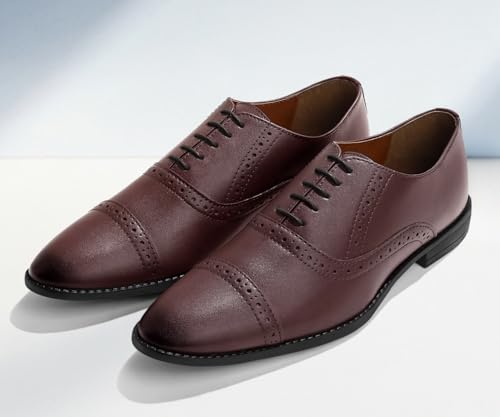 Image of LOUIS STITCH Men's Formal Lace-up Oxford Shoes for Men | Solid Design | Ideal for Formal, Business Casual, and Parties (LSRGOXRW-)