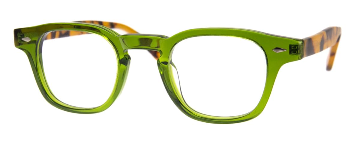 A.J. MorganEyewear Little Joe-Optical Quality Readers Square Reading Glasses, Green/ANT.TORT, 43mm + 3, Green/Ant.tort, 43mm
