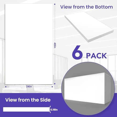 Image of 6Pcs 2ft x 4ft PVC Drop Ceiling Tiles, White Smooth Ceiling Panels 24x48in, Moisture Proof Fire-Rated Easy to Clean Reusable, No Sag No Breakage