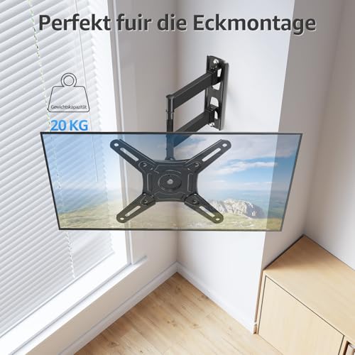 MOUNTUP TV Wandhalterung für 14-42 Zoll LED, LCD, OLED Fernseher oder Monitor, Schwenkbar und um 180° Drehbar, Neigbar Wandhalterung Fernseher bis 20 kg, Max VESA 200x200mm, EU0030