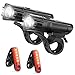 Ascher Ultra Bright USB Rechargeable Bike Light Set, Powerful Bicycle Front Headlight and Back Taillight, 4 Light Modes, Easy to Install for Men Women Road Mountain Cycling Black, Set of 2
