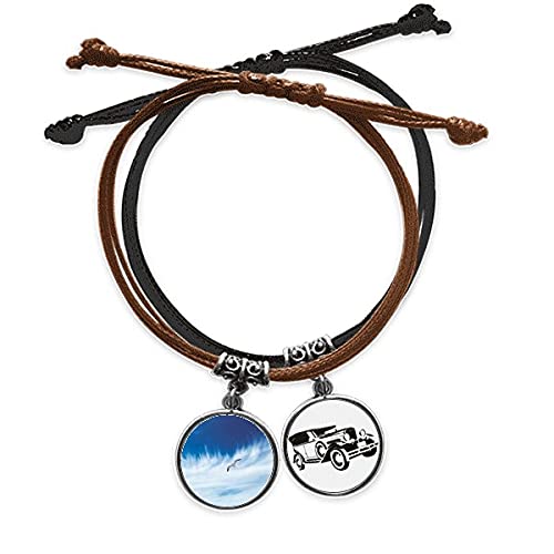 Bracelet corde l'oiseau bleu ciel de nuages, le cadeau poétique idéal chargé de sens