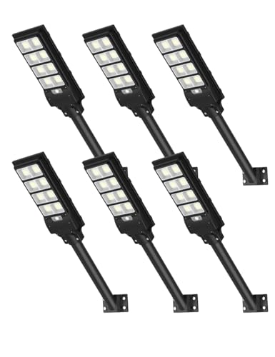 Sararoom 400W Lampione Solare Led Esterno con Telecomando, 50000 LM Luce Stradale a LED con Sensore di Movimento, 6500K IP65 Impermeabile Faretto, Faro Pannello Solari per Giardino Cortile Garage,6pc