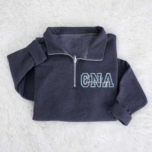 Personalized Nurse Quarter Zip Sweatshirt with Name, Custom RN, CNA, LPN Nursing Uniform Pullover2