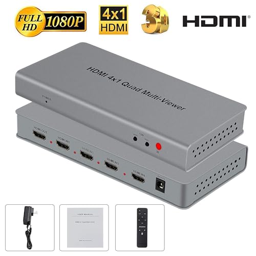 Image of 4X1 HDMI Multi-Viewer HDMl Quad Screen Real Time Multiviewer with Seamless Switcher Function Full 1080P and 3D (4x1 HDMI Quad Multi-Viewer Converter)