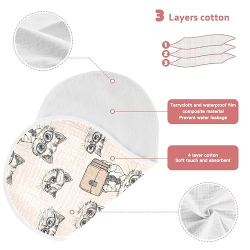 vvfelixl Cartoon Kitten with Glasses Burp Cloths for Baby Boy Girls Baby Washcloths Burp Rags 1 Pack3