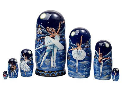 Golden Cockerel Authentic Russian Ballet Swan Lake Nesting Doll 7pc./8