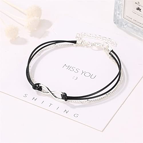 AININI Women Infinity Anklet Black Wave Ankle Bracelet Lucky Number Anklet String Ankle Bracelet Foot Chain Beach Anklet Bracelet for Women, Girls, Her,Anniversary Birthday Valentines (Pedant-Silver) - Image 5