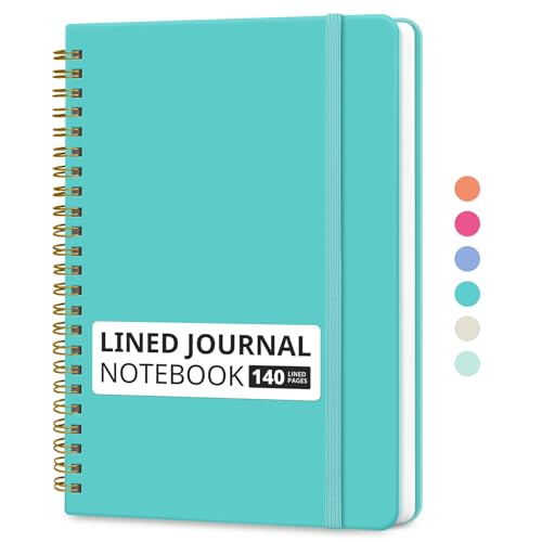 Image of Taja Lined Spiral Journal Notebook for Women & Men, 140 Pages, College Ruled Hardcover Notebook for Work & Note Taking, Journals for Writing, A5(5.7 inch x 7.9 inch) - Aquamarine