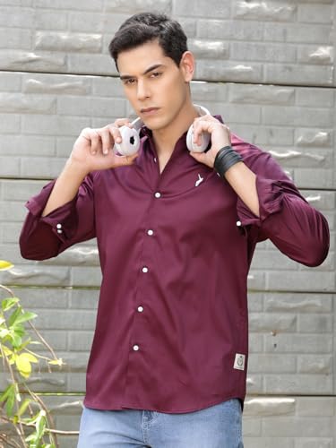 Image of Thomas Scott Men's | Solid | Full Sleeve | Slim Fit | Cotton Blend | Spread Collar | Casual Shirt