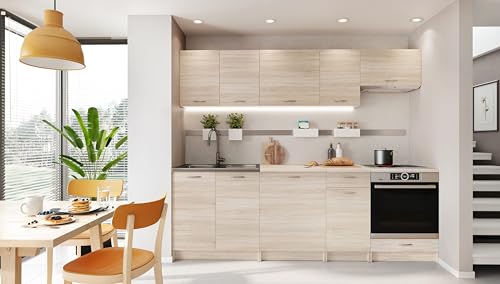 Genérico Muebles de Cocina Completa Color Madera Sonoma 240 cms Encimera incluida ref-28