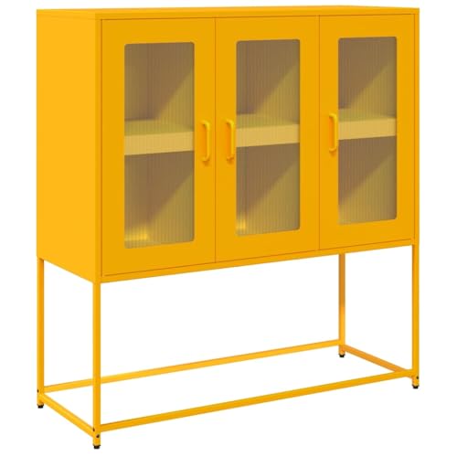 vidaXL Aparador de Acero Laminado en frío Amarillo 100,5x39x107 cm, Mueble de almacenaje, Mueble aparador, Mueble de Pasillo, Buffet