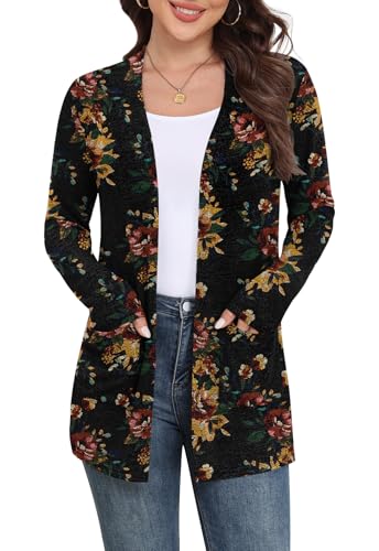 Image of Yincro Womens Lightweight Cardigan Long Sleeve Open Front Casual Sweater Cardigans with Pockets