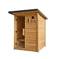 Backyard Discovery Henley 2-4 Person Traditional Cedar Outdoor Cabin Sauna with Electric Sauna Heater, Glass Door, Sauna Rocks, Dry Heat, Steam Sauna, LED Lights, Wi-Fi Control, Sauna Accessories