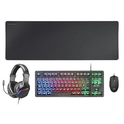 Mars Gaming Mcp-Rgb3  Pack Teclado Fijo Rgb + Ratón Gaming Flow 3200 Dpi + Auriculares RGB + Alfombrilla XXL  Negro