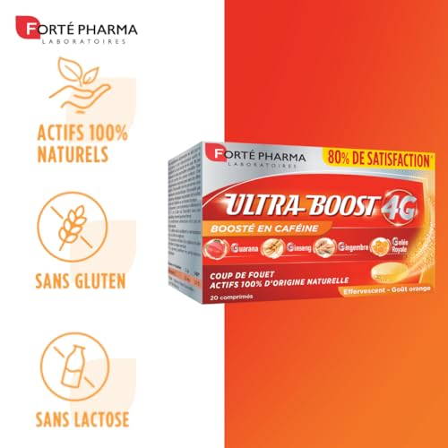 Forté Pharma - Ultra Boost 4G - Booster d'Energie - Guarana, Gelée Royale, Gingembre, Vitamine C, Vitamine D, Zinc, Caféine - Complément Alimentaire Vitamines et Mineraux - 20 comprimés Effervescents – Image 4