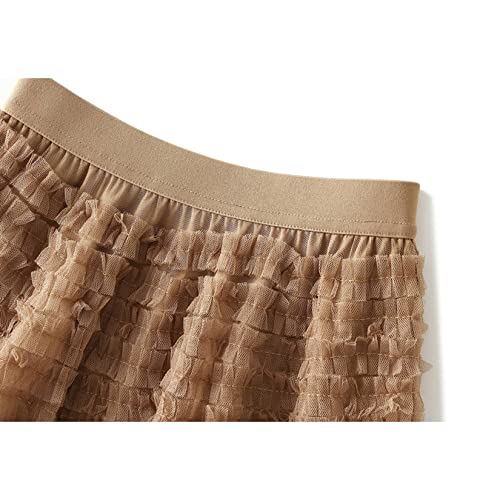 Saia Feminina Camada De Tule Tule Saias De Tule Elástica Cintura Alta Maxi Saia De Festa Casual De