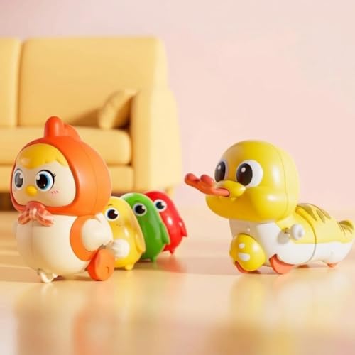 Image of Cute Wind-Up Duck Toy for Kids, Manual Clockwork Walking Duck, Colorful Cartoon Animal Toy for Toddlers & Children (Pack of 2)