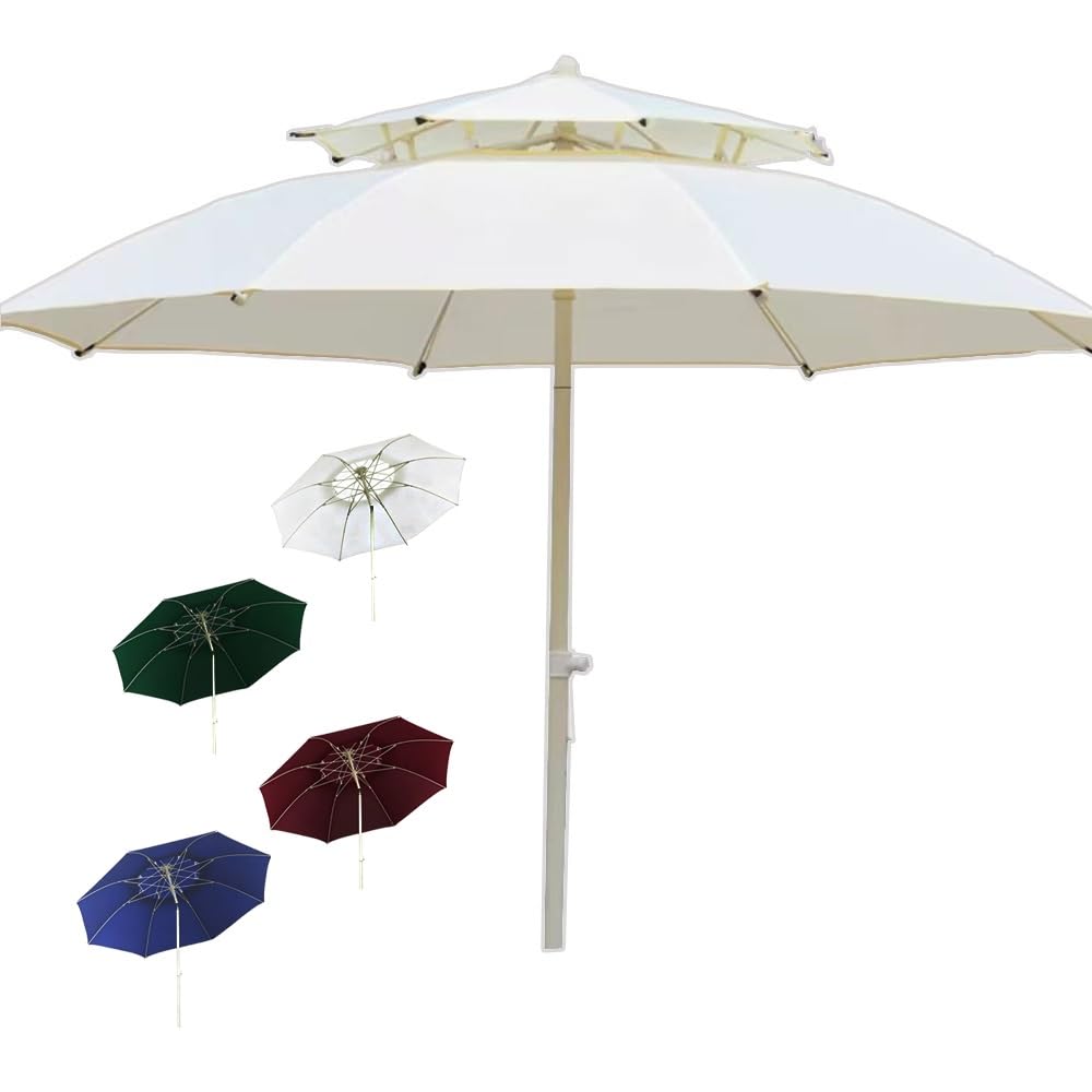 Ombrellone Da Giardino 250cm Ombrello Da Patio A 2 Livelli | Ombrellone Da Esterno Altezza Regolabile Protezione UV 50+ Bocchetta Dell'aria