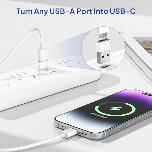 Image of Elebase for iPhone 17 Air Pro Max Adapter,USB to USB C Adaptor 4 Pack,Type C Female to USB A Male Charger Connector for Apple 16 15 14 13,iWatch 11 10,iPad 8 8th 9 9th 10th Air 4th 5 Mini 6 Generation