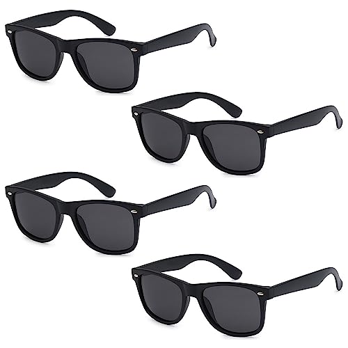 Wholesale Unisex 80's Retro Classic Sunglasses - 100% UV Protection Bulk Sunglasses for Adults & Teens - Pack of 4