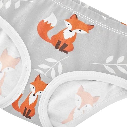 Cute Orange Foxes Gray Toddler Underwear Floral 2t Cotton Panties for Girl Funny Briefs Girls Undies4