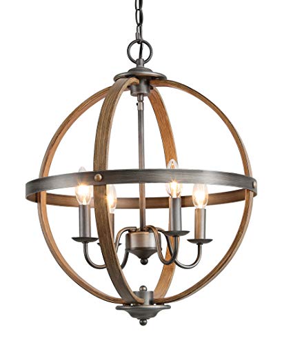 KSANA Farmhouse Chandelier, Metal 4 Light Fixture for Bedroom, Kitchen, Foyer, Dining