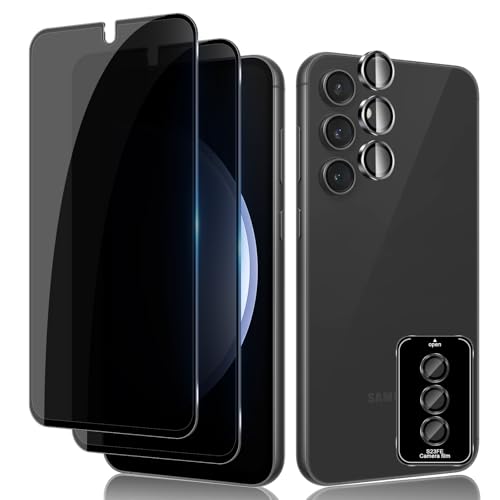 per Samsung Galaxy S23 FE 5G Privacy Vetro Temperato 2+1 Pezzi Pellicola Protettiva + Fotocamera Lenti Durezza 9H Anti-Graffio Anti-Spy Senza Bolle Protezione Schermo