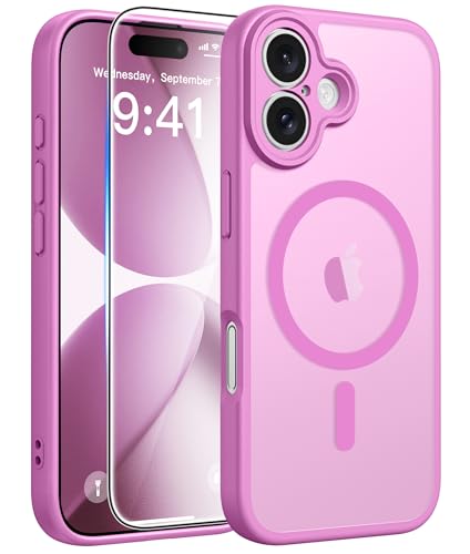 Image of FNTCASE for iPhone 17 Case: [Compatible with Magsafe] Translucent Matte Cases with [Full Camera Protection] [Screen Protector] Military Grade Shockproof Protective Phone Cover - Pink