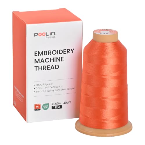 Image of Poolin Polyester Machine Embroidery Thread 4000M 40WT Soft Orange 0719 | Smooth Feeding with Stable Tension for Clean, Consistent Stitching on Home and Commercial Embroidery Machines