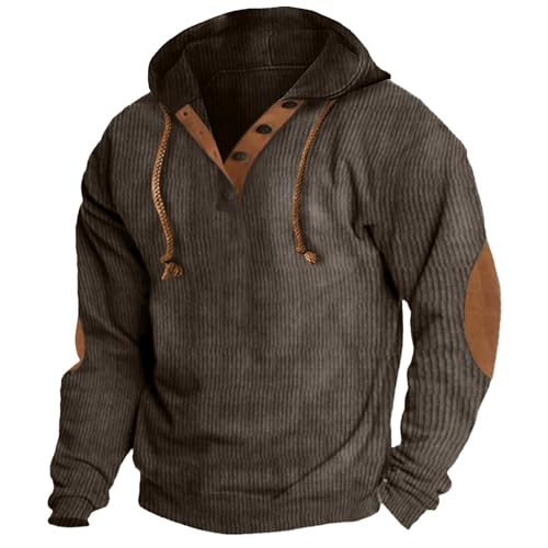 Mens Casual Corduroy Hoodies 1/4 Zipper Outdoor Travel Long Sleeve Fall Pullover Sweatshirt with Elbow Patches4