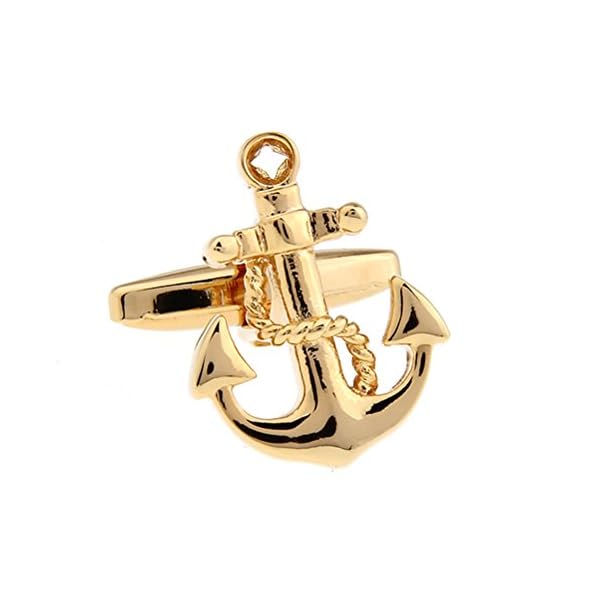 Anchor Rudder Fishing Navy Sailor Boat Sea Gold Silver Cufflinks (Gold Anchor)