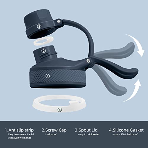 IDEUS Vacuum Insulated Water Bottle, 24 oz Stainless Steel Water Bottles with Straw, Chug and Spout Lid, Reusable Metal Water Bottle Leak Proof Gym Water Bottle, BPA-Free(Blue) - Image 5