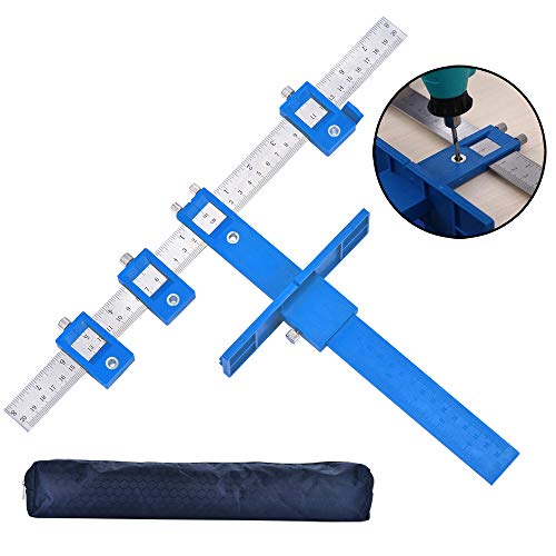 Cabinet Hardware Jig, ESFORT Adjustable Punch Locator Drill Guide Sleeve, Woodworking Drilling Dowelling Tool For Handles Knobs on Doors Drawer Pull, With Inch and Metric Units (Upgrade Version)