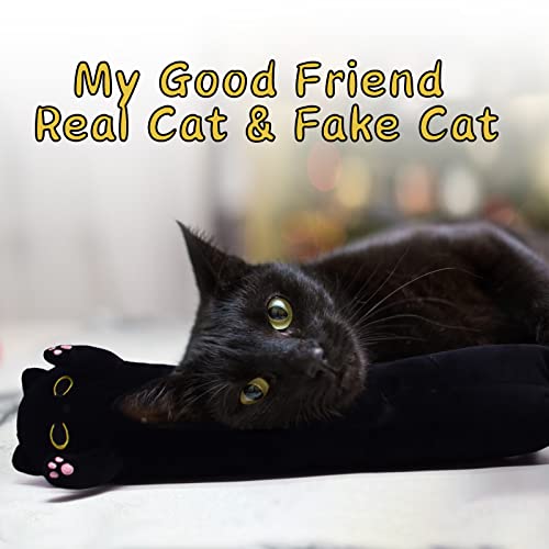 MUFEIRUO Lange Katze Kuscheltier Katzen Plüsch, Stofftiere Katzen Schwarze Plüsch Kissen, Stofftier Katze Geschenk Plüschkissen Weihnachten Geburtstagsfeier Geschenk