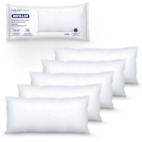 Aquafloow 5x Sachets de Granulés pour Déshumidificateur 450 g, Contrôle des Moisissures pour Pièces de 40 m² | Recharges Ultra-Absorbantes