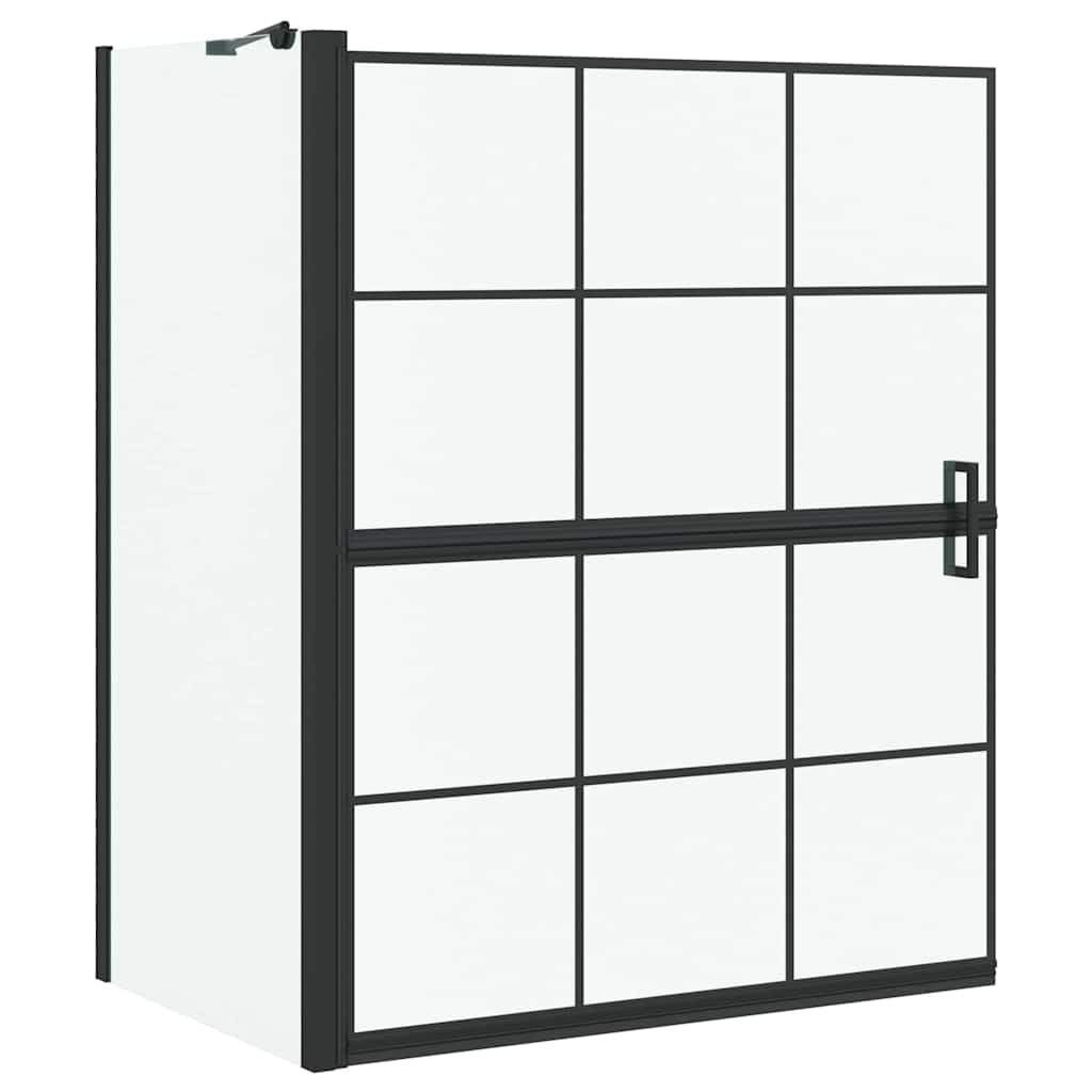 Parete doccia pieghevole in vetro per vasca da bagno, 100 x 68 x 128 cm, colore nero e trasparente