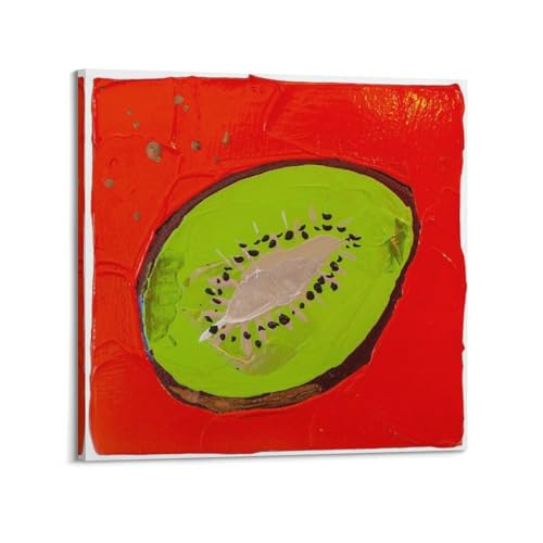 Poster kiwi peinture épaisse rouge déco murale moderne toile 50x50