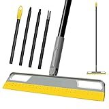 Multifunction Magic Broom, Silicone Floor Squeegee Broom with 59' Long Handle, Scraping Broom for Floor Bathroom Kitchen Shower Tile Pet Hair Fur Marble Glass Water Window Foam Cleaning, Yellow