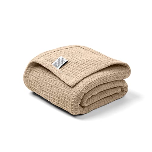 Blanket Queen Size | Cotton Waffle Weave Blanket | Cooling Blanket | Warm Blankets For Winter | Soft Blanket | Cozy Blanket | Bed Blanket | Queen Blanket For Bed | 90"X90"- Beige #TOP28