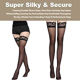 JollyDragon 2 Pair Hold Up Stockings for Women,Silicone Lace Black Stockings,Anti Skid Sexy Thigh High Lace Stocking,One Size - Image 5