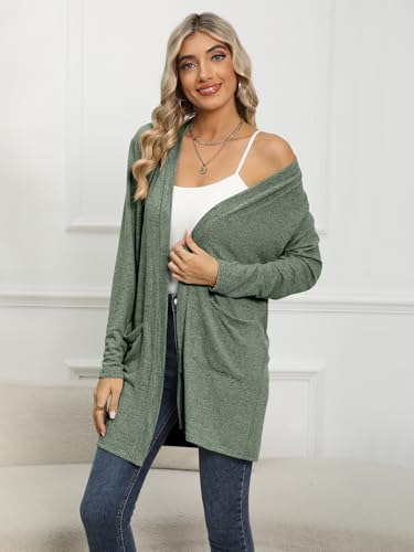 Image of DB MOON Womens Long Cardigan 2026 Fall Lightweight Long Sleeve Open Front Sweater with Pockets