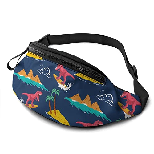 Dinosaur Island Fanny Pack Casual Waist Bag with Adjustable Belt Bum Bags for Men Women Travel Sports Running