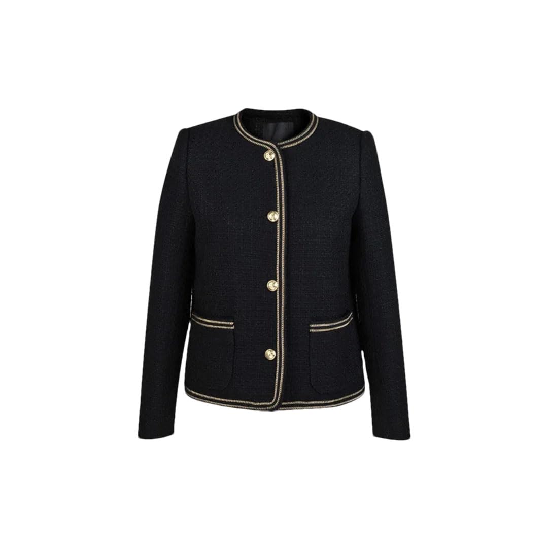Women Fancy Double Chain Elegant Classic Fitted Short Suit Jacket Outwear Blazers